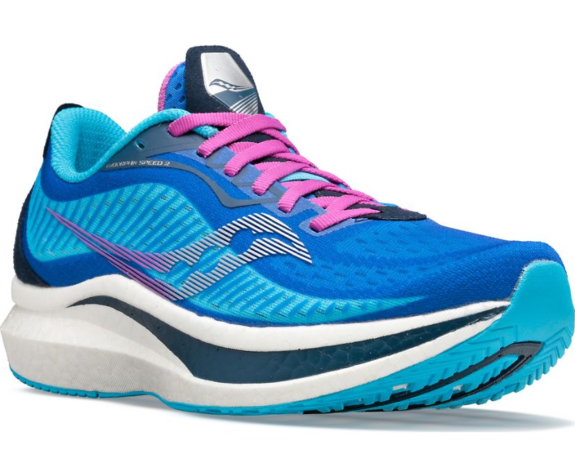 Saucony Endorphin Speed 2 Women's Running Shoes Blue / Pink | Canada 118FDNM